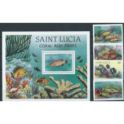 St. Lucia - Nr 607 - 10 Bl 37 1983r - Ryby