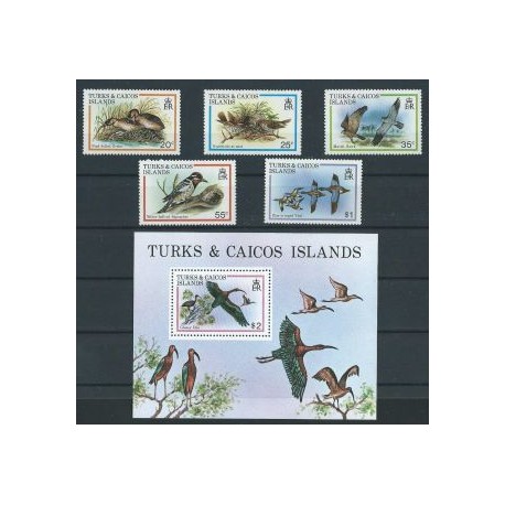 Turks & Caicos - Nr 481 - 85 Bl 21 1980r - Ptaki