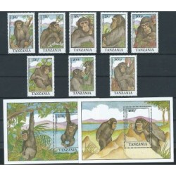 Tanzania - Nr 1088 - 95 Bl 173 - 74 1992r - Małpy