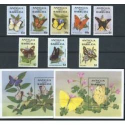 Antigua & Barbuda - Nr 1990 - 97 Bl 292 - 93 1994r - Motyle
