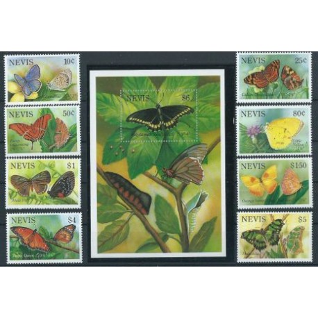 Nevis - Nr 752 - 59  Bl 64 1993r - Motyle