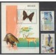 Gwinea Równikowa - Nr 1752 - 53 Bl 323 1992r - Ptaki - Motyle