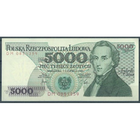 Polska PRL - 5000 Zł 1982r - Banknot -  Stan 1
