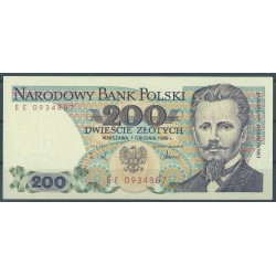 Polska PRL - 200 Zł 1988r - Banknoty - Stan 1