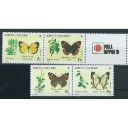 Nowa Kaledonia - Nr 915 - 18 Pasek 1991r - Motyle - Kwiaty