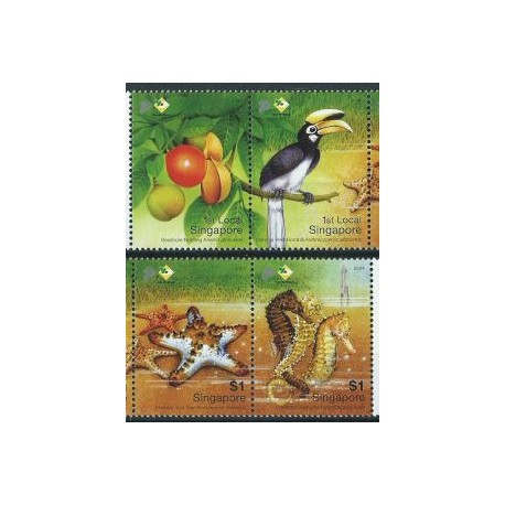 Singapur - Nr 1383 - 86 2004r - Ptak - Fauna morska