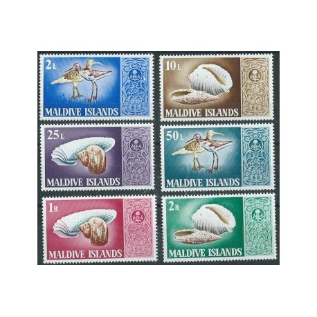 Malediwy - Nr 289 - 94 1968r - Muszle - Ptaki