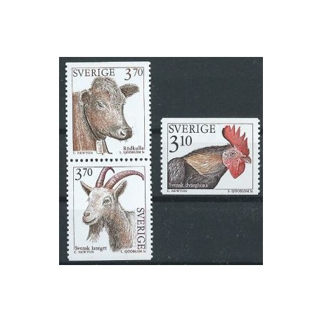Szwecja - Nr 1859 - 61 1995r - Ssaki - Ptaki