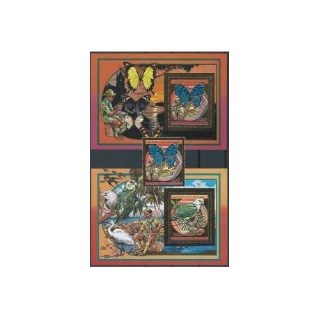 Komory - Nr 885 Bl 293 - 94 1989r - Ptaki -  Motyle