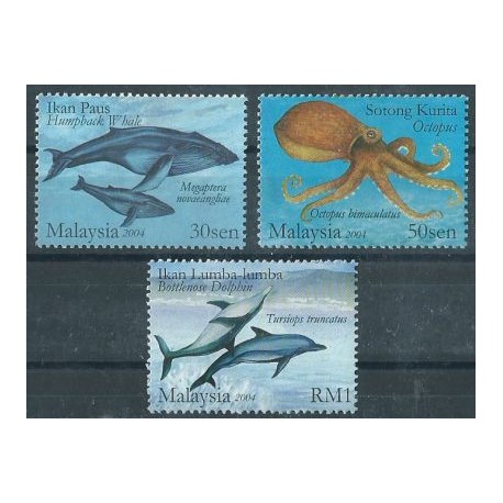 Malezja - Nr 1277 - 79 2004r - Ssaki morskie