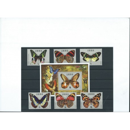 Liberia - Nr 930 - 35 Bl 73 1974r - Motyle