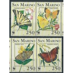 San Marino - Nr 1535 - 38 Pasek 1993r - WWF - Motyle