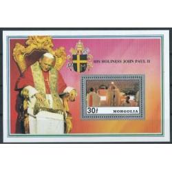 Mongolia - Bl 195 a Chr 171 1992r - Papież