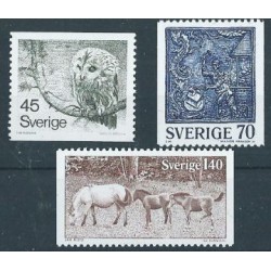 Szwecja - Nr 991 - 93 1977r - Ptak - Konie - Słania