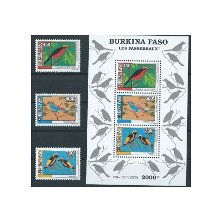 Burkina Faso - Nr 1342 - 44 Bl 143 1995r - Ptaki