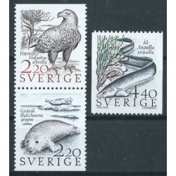 Szwecja - Nr 1479 - 81 1988r - Ptak - Ryba - Ssaki morskie