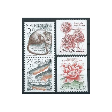 Szwecja - Nr 1322 - 25 1985r - Ryby - Ssaki - Kwiaty