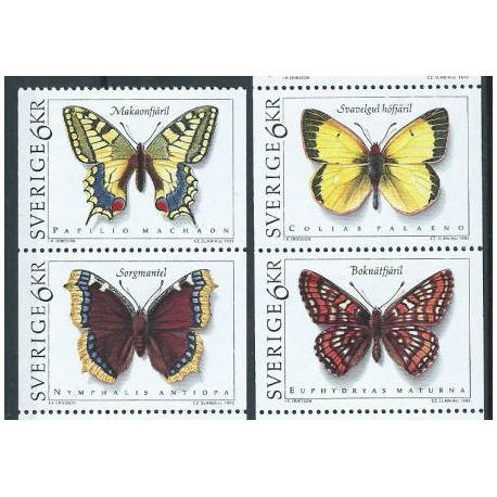 Szwecja - Nr 1774 - 77 1993r - Motyle - Słania