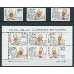Portugalia - Nr 1565 - 67 Bl 36 Chr 29 1982r - Papież