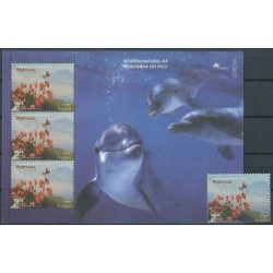 Azory - Nr 470 + Bl 19 1999r -CEPT -  Ssaki morskie -  Kwiaty