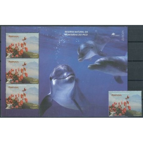 Azory - Nr 470 + Bl 19 1999r -CEPT -  Ssaki morskie -  Kwiaty