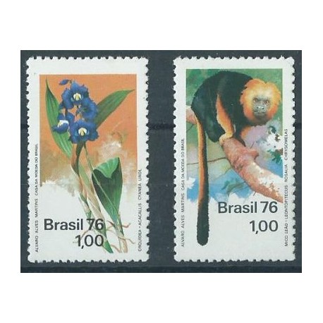Brazylia - Nr 1534 - 35 1976r - Kwiaty - Ssaki