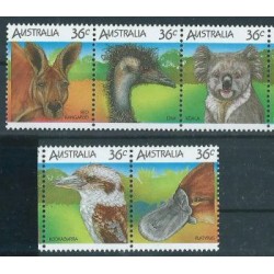 Australia - Nr 988 - 92 Pasek 1986r - Ptaki - Ssaki
