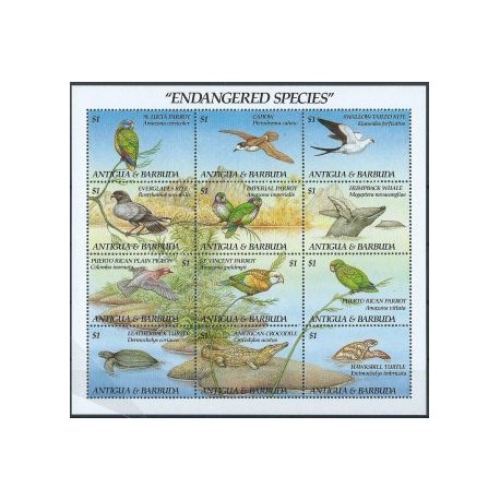 Antigua & Barbuda - Nr 1170 - 81 1993r - Ptaki - Gady