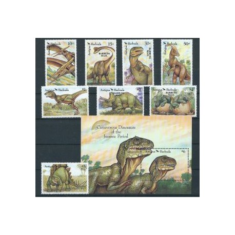 Antigua & Barbuda - Nr 1609 - 16 Bl 229 1992r - Dinozaury