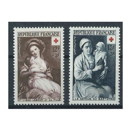 Francja - Nr 984 - 85 1953r - Czerwony Krzyż - Malarstwo