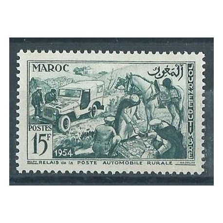 Maroko - Nr 372 1954r - Samochód -  Koń