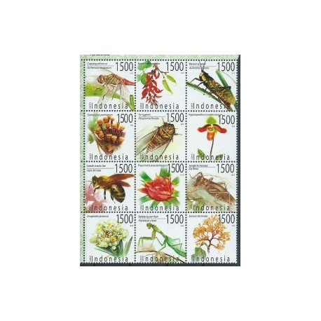 Indonezja - Nr 2364 - 75 2003r - Owady - Insekty - Kwiaty