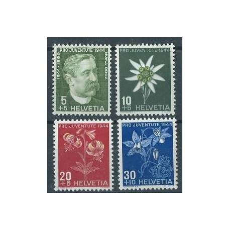 Szwajcaria - Nr 439 - 42 Pro Juventute 1944r - Kwiaty