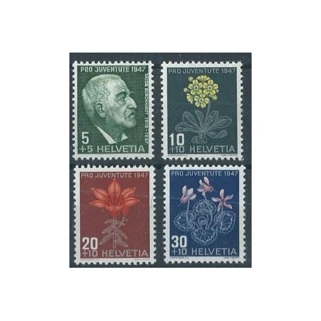 Szwajcaria - Nr 488 - 91 1948r - Kwiaty