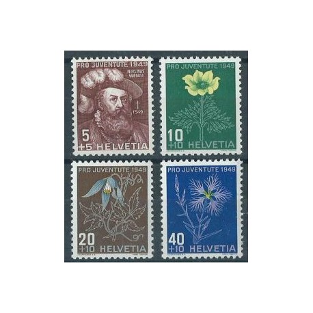 Szwajcaria - Nr 541 - 44 Pro Juventute 1949r - Kwiaty