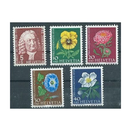 Szwajcaria - Nr 663 - 67 Pro Juventute 1958r - Kwiaty
