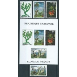 Rwanda - Nr 1465 - 68 Bl 114 1995r - Kwiaty -  Drzewa
