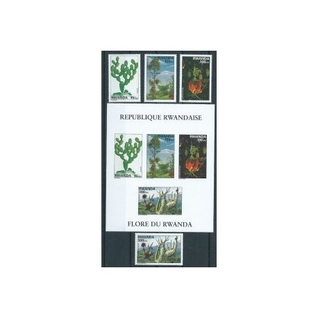 Rwanda - Nr 1465 - 68 Bl 114 1995r - Kwiaty -  Drzewa
