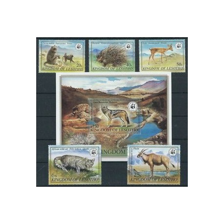 Lesotho - Nr 361 - 65 Bl 12 1981r - WWF - Ssaki