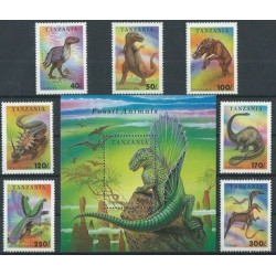 Tanzania - Nr 1767 - 73 Bl 250 1994r - Dinozaury