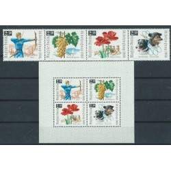 Węgry - Nr 2271 - 74 Bl 55 1966r - Kwiaty - Psy