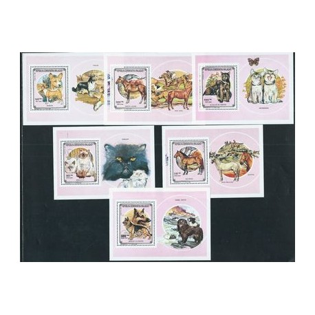 Madagaskar - Bl 167 - 72 1991r - Psy - Koty - Konie