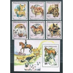 Madagaskar - Nr 1323 - 28 Bl 166 1991r - Psy - Koty - Konie