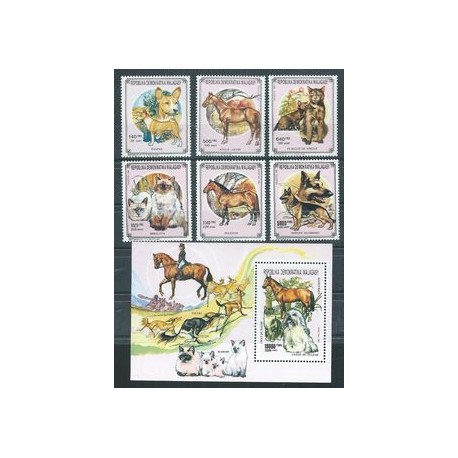 Madagaskar - Nr 1323 - 28 Bl 166 1991r - Psy - Koty - Konie