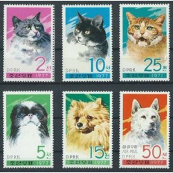 Korea N. -  Nr 1659 - 61 1977r - Psy - Koty