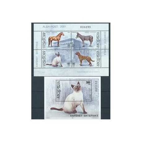 Albania - Nr 2813 - 16 Bl 132 2001r - Ssaki - Psy - Koty