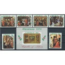 Liberia - Nr 762 - 67 Bl 53 1970r - Malarstwo - Boże Narodzenie