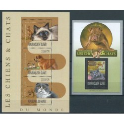 Gwinea - Nr 10093 - 95 Bl 2300 2013r - Psy - Koty