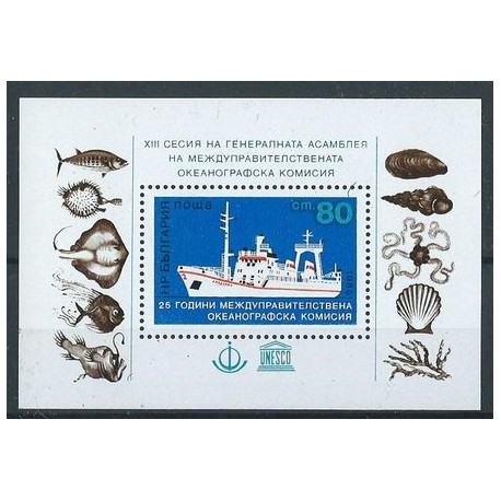 Bułgaria - Bl 151 1985r - Marynistyka - Ryby - Muszle