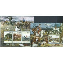 Gwinea - Bissau - Nr 5677 - 79 Bl 976 2011r - Konie - Psy